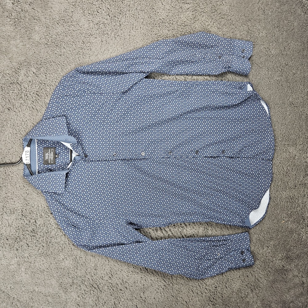 WRK Shirt Mens 16 Blue ButtonUp‎ Patterned Collared Modern Stretch Workwear